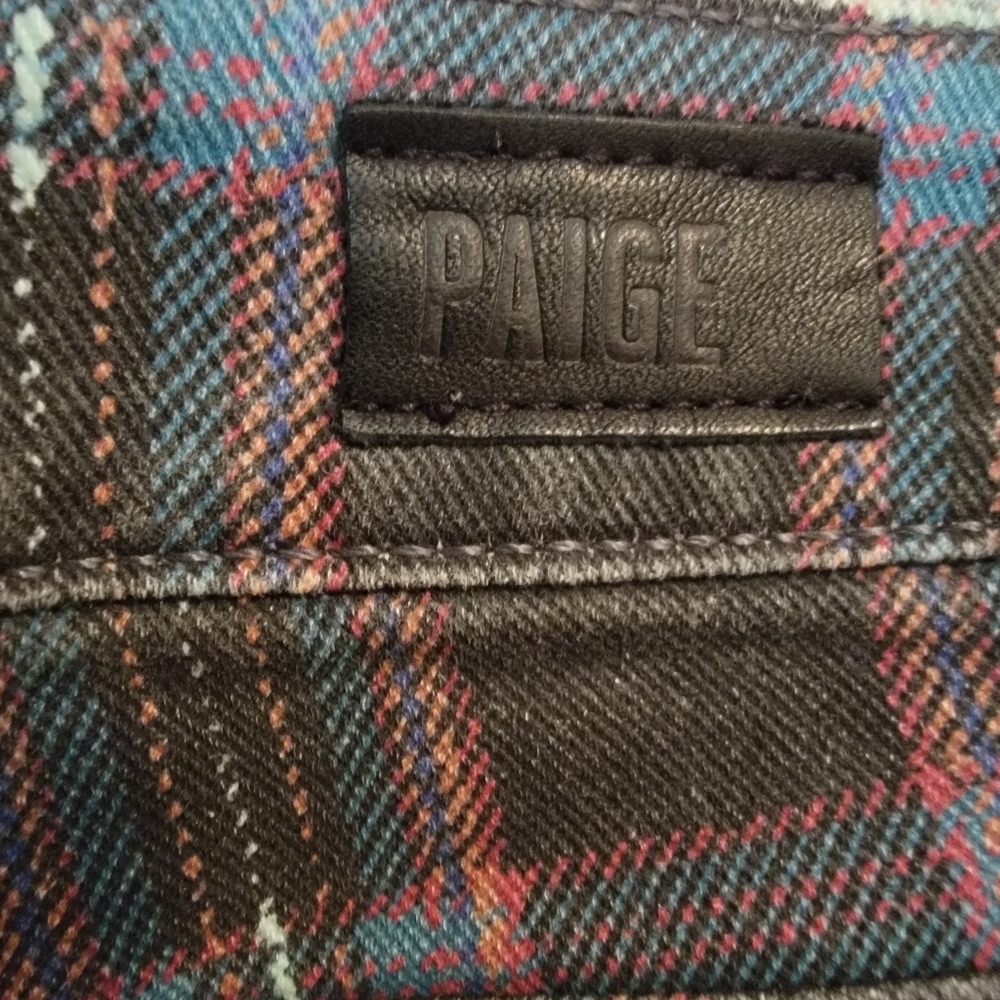 PAIGE Hoxton Ankle Petite Black Atlantic Tartan Plaid Jeans Size 24 - Picture 4 of 6